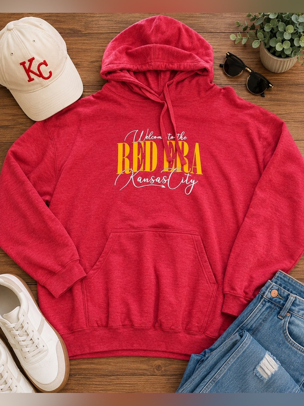 Tultex XXL Kansas City Red Era Graphic Hoodie Red Chiefs Game Day Sweatshirt